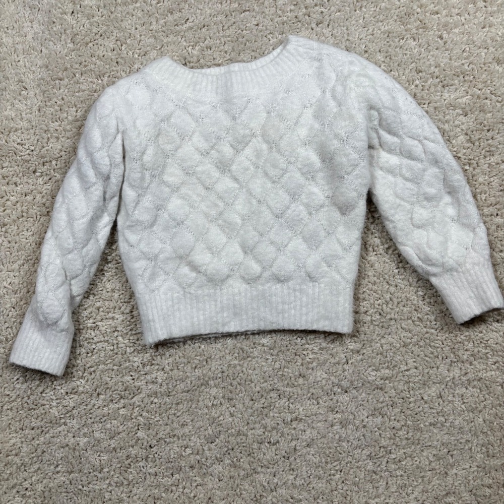Abercrombie Kids White Quilted Knit Sweater Girls Size 7/8‎ Cozy Soft